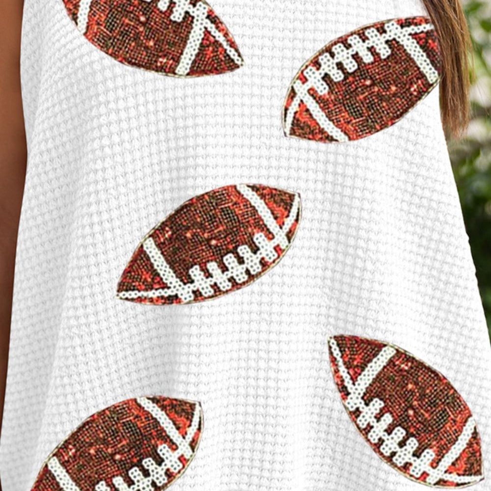 
                      
                        Sequin Football Round Neck Tank
                      
                    