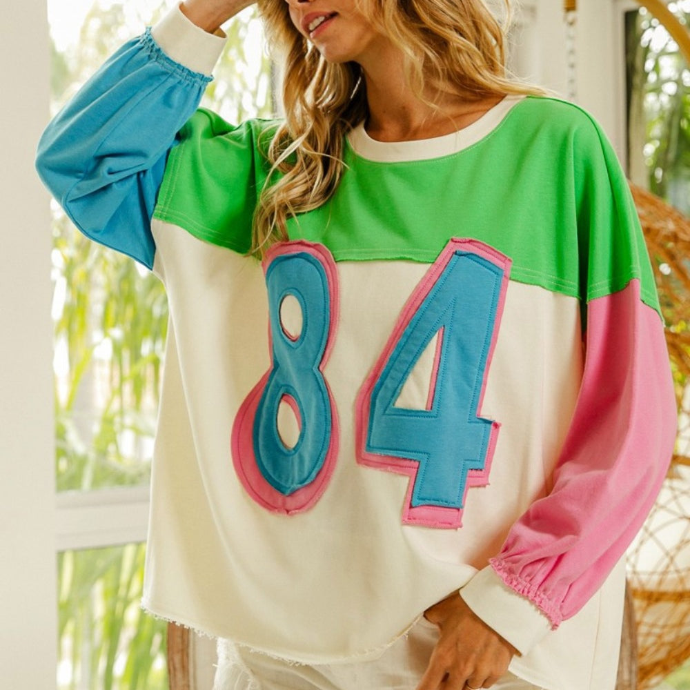 
                      
                        Color Block Patched Long Sleeve Top
                      
                    