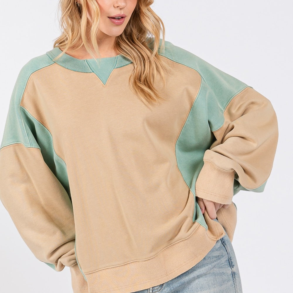 
                      
                        Color Block Round Neck Sweatshirt
                      
                    