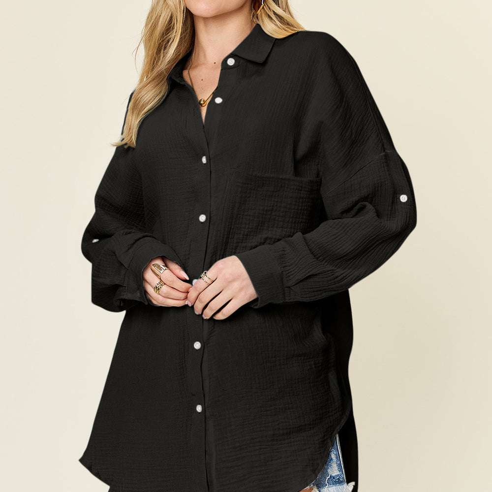 
                      
                        Pocketed Texture Button Up Shirt
                      
                    