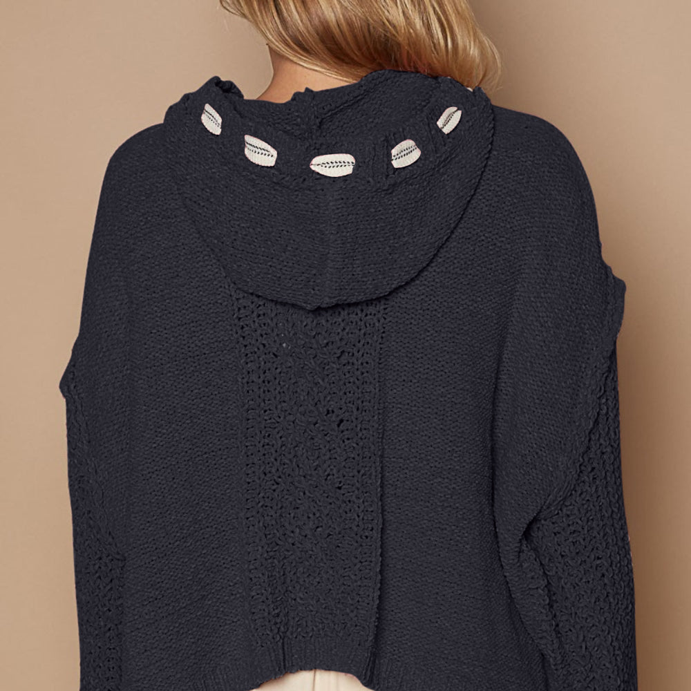 Cable Knit Hooded Chenille Sweater