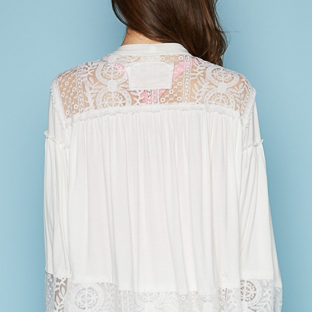 Open Front Lace Detail Cardigan