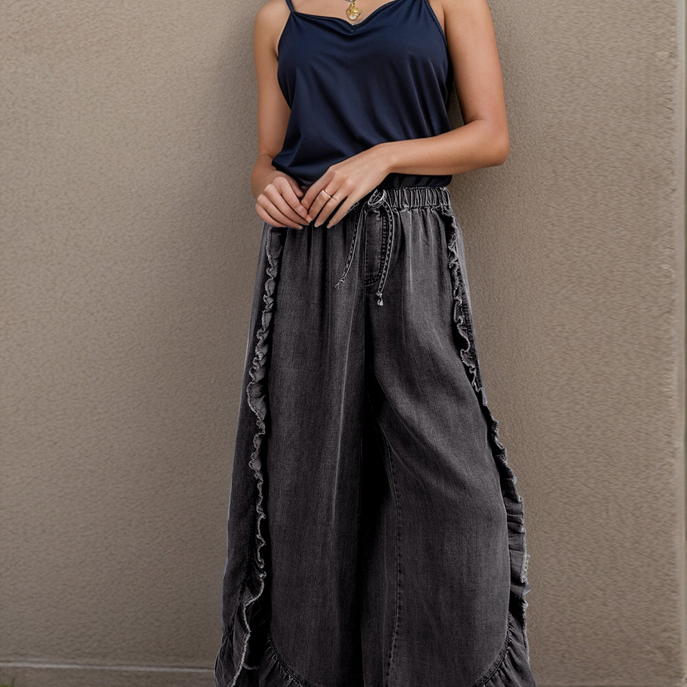 
                      
                        Drawstring Ruffled Wide Leg Pants
                      
                    