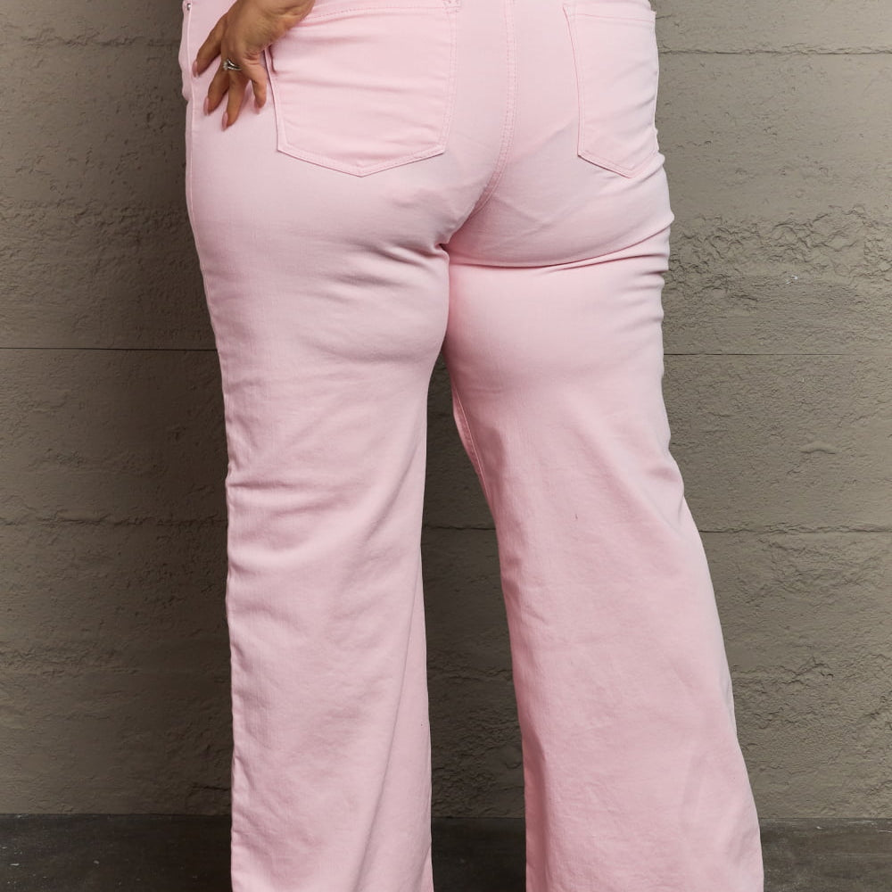 
                      
                        RISEN Raelene High Waist Wide Leg Jeans in Light Pink
                      
                    