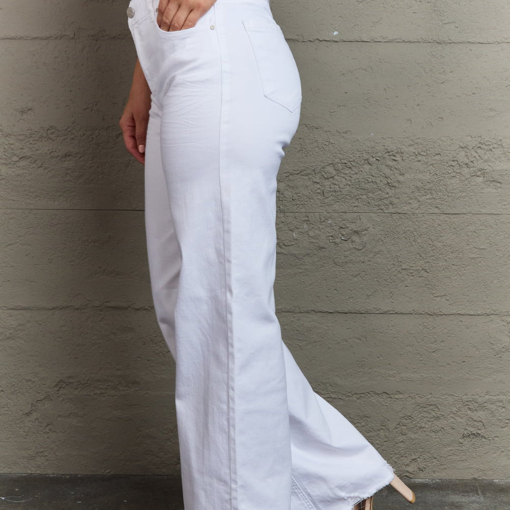 
                      
                        RISEN Raelene High Waist Wide Leg Jeans in White
                      
                    