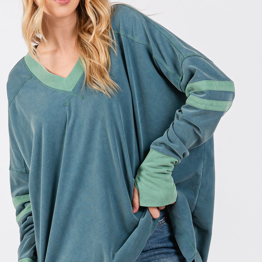 
                      
                        Mineral Wash Side Slit Contrast Top
                      
                    