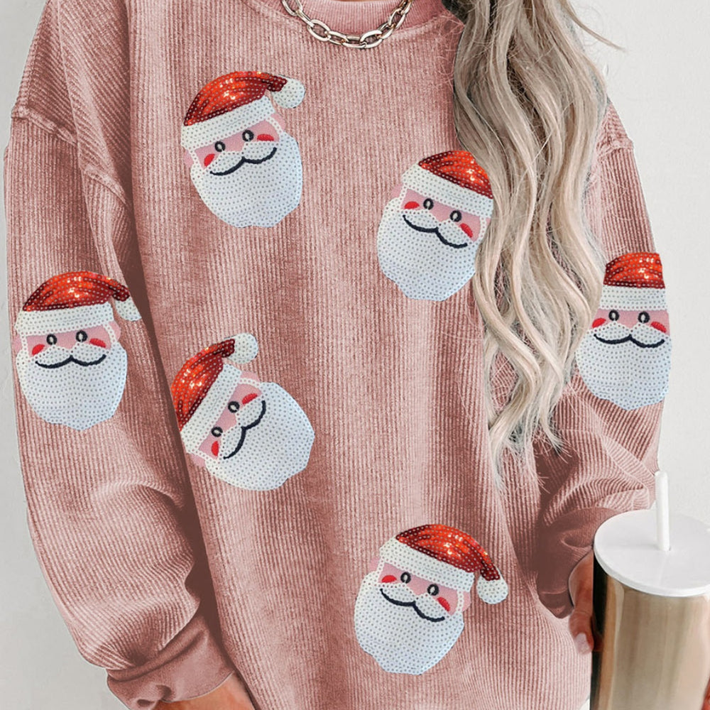 
                      
                        Sequin Santa Patch Ribbed Sweatshirt
                      
                    