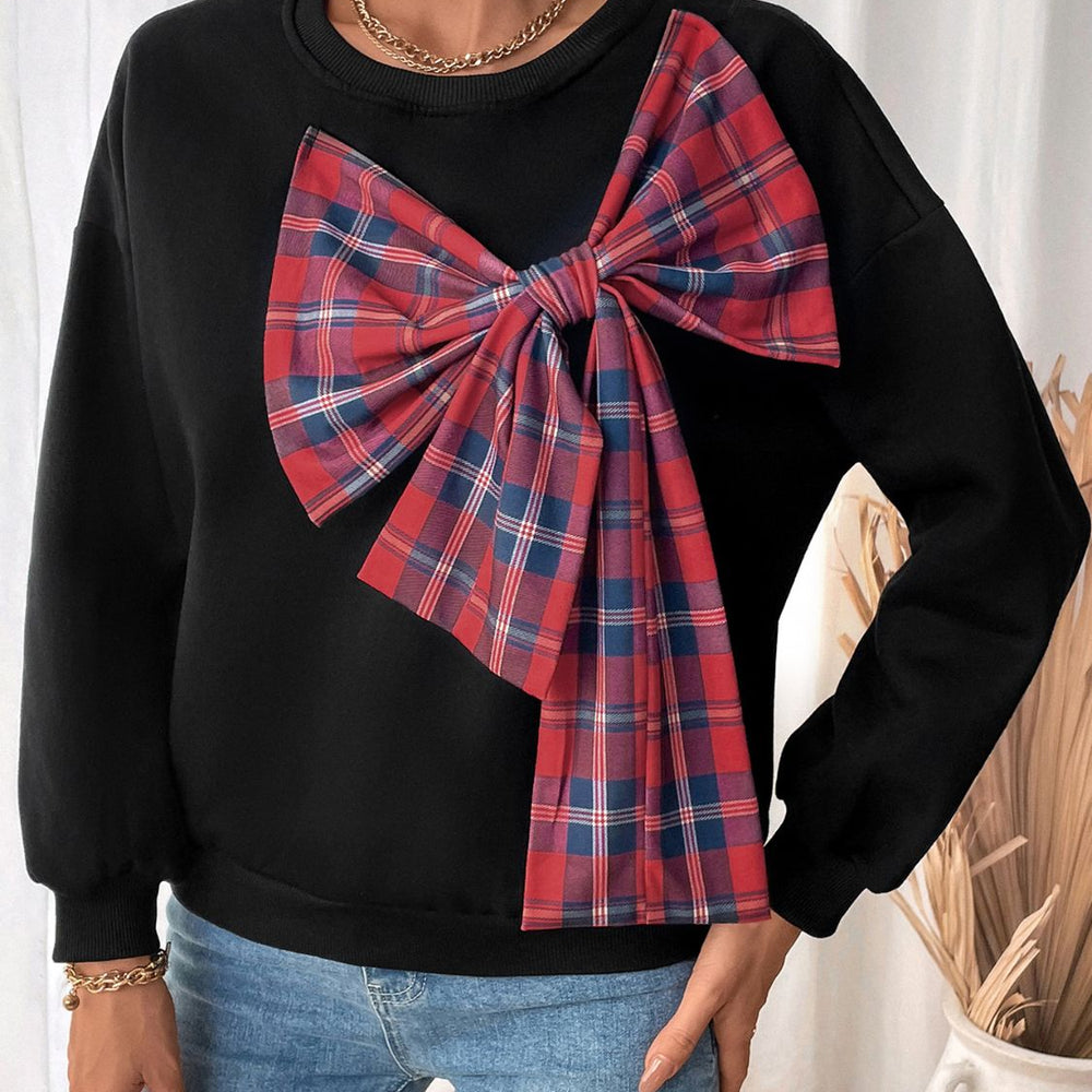 
                      
                        Bow Round Neck Long Sleeve Sweatshirt
                      
                    