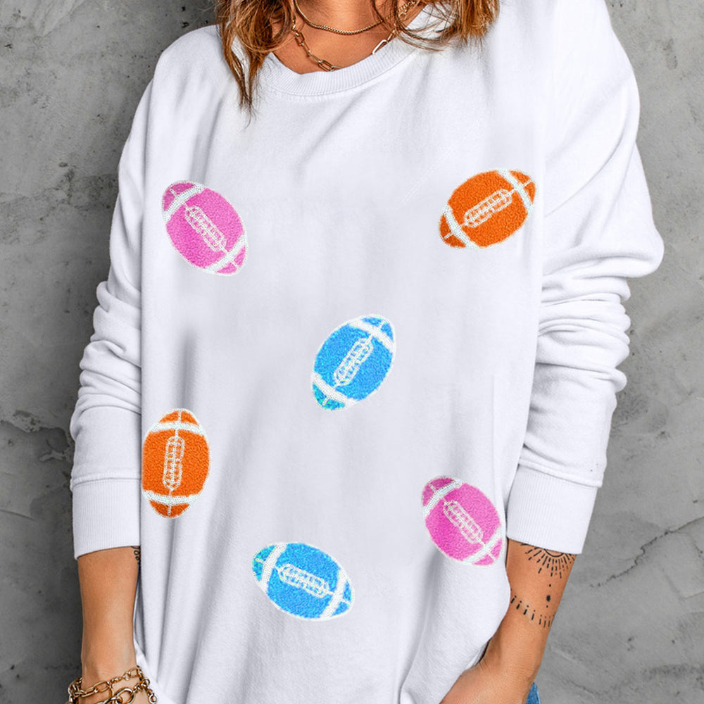 
                      
                        Football Round Neck Long Sleeve Sweatshirt
                      
                    