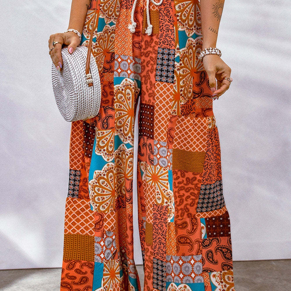 
                      
                        Drawstring Printed Wide Leg Pants
                      
                    