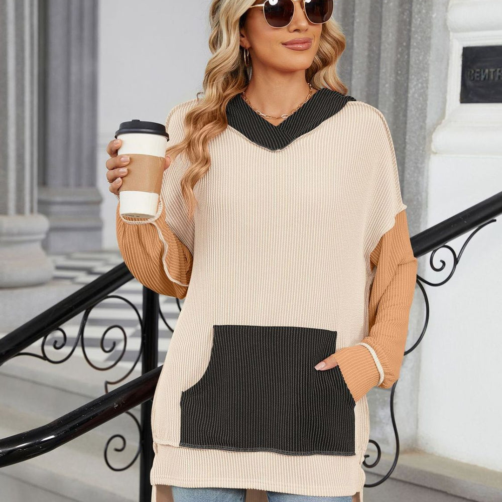 
                      
                        Contrast Hooded Long Sleeve Top
                      
                    