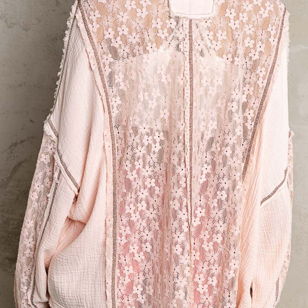 
                      
                        Oversized Lace Button-Down Shirt
                      
                    