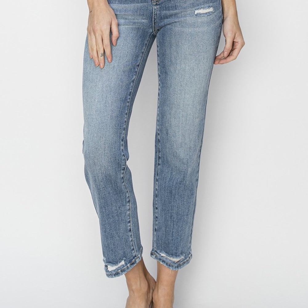 
                      
                        RISEN High Waist Distressed Cropped Jeans
                      
                    