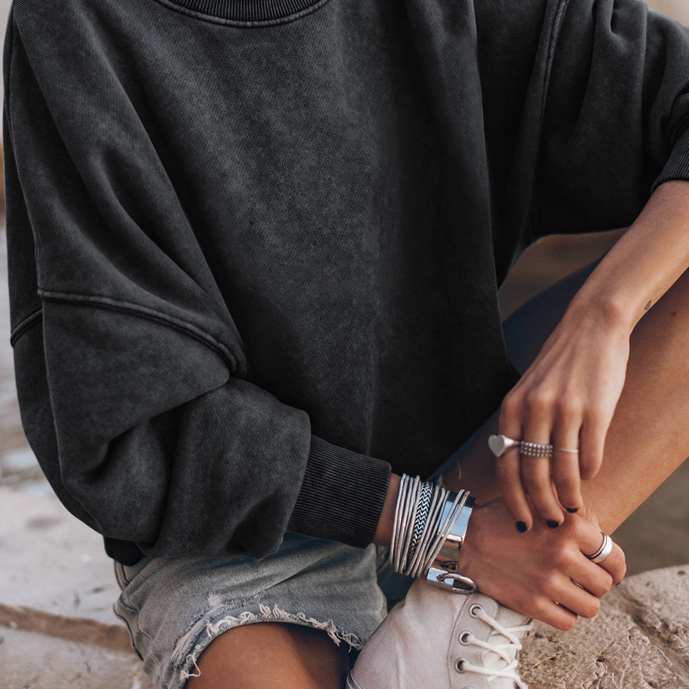 
                      
                        Round Neck Dropped Shoulder Sweatshirt
                      
                    