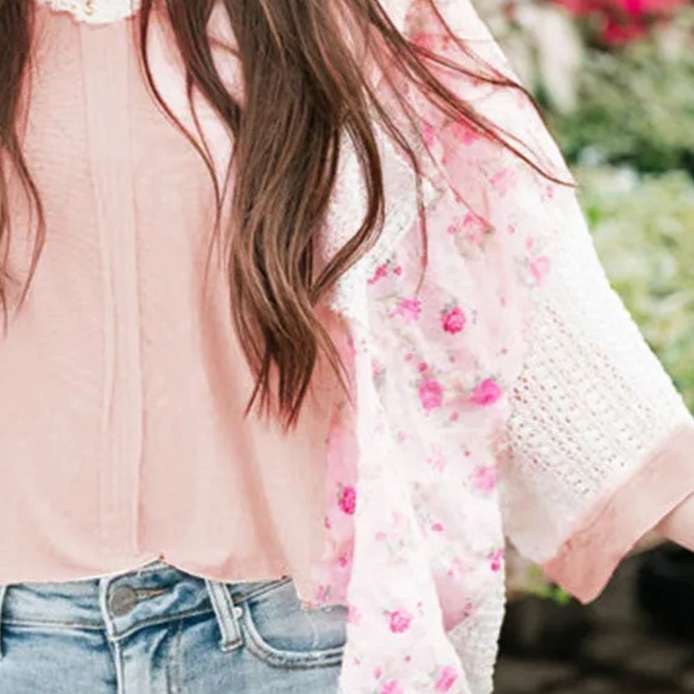 
                      
                        V-Neck Three-Quarter Sleeve Blouse
                      
                    