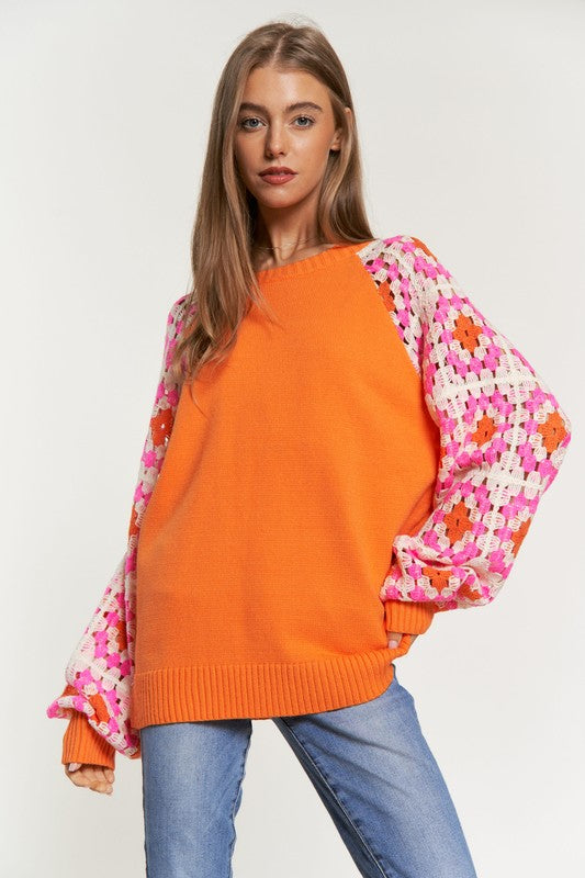 Norah Crochet Sleeve Sweater