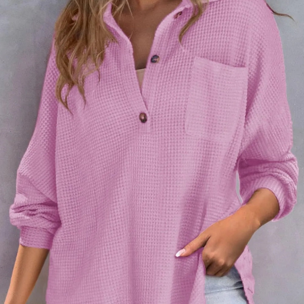 Half Button Long Sleeve Sweatshirt