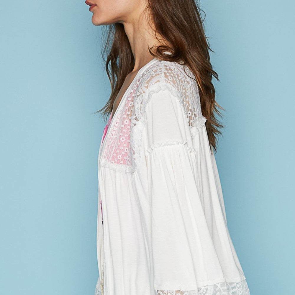 
                      
                        Open Front Lace Detail Cardigan
                      
                    