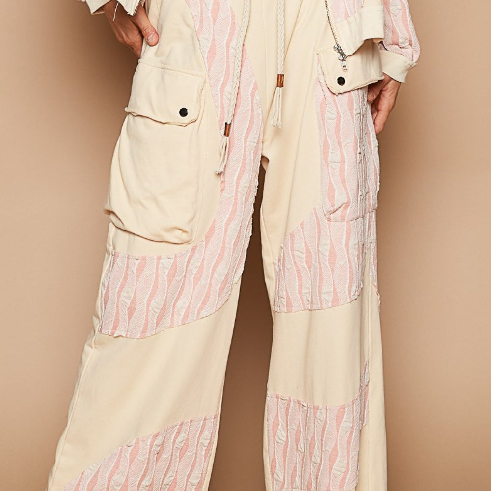 
                      
                        Crochet Contrast Drawstring Wide Leg Pants
                      
                    