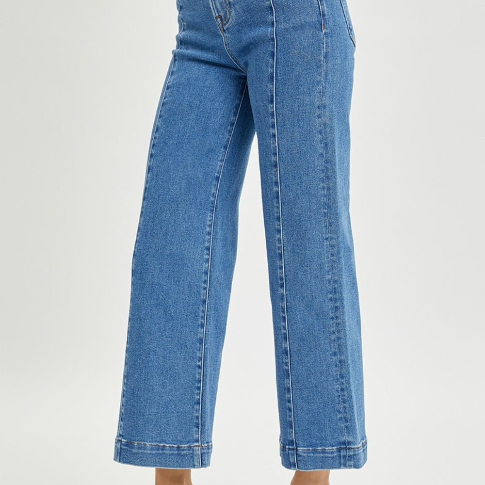 
                      
                        Risen High Rise Wide Leg Jeans
                      
                    