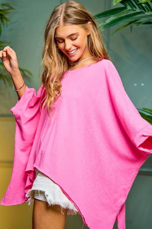 
                      
                        Solid Round Neck Loose Fit Kimono Sleeve Sweater
                      
                    