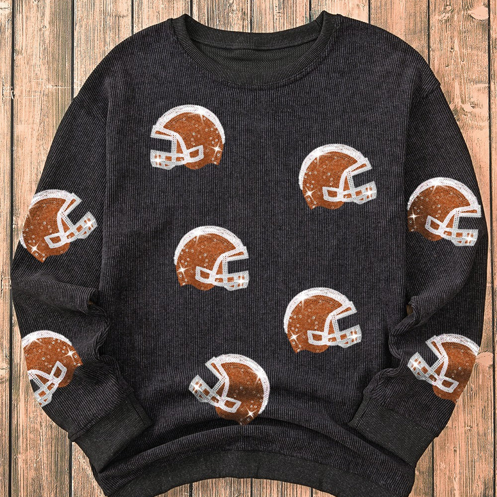 
                      
                        Sequin Helmet Round Neck Long Sleeve Sweatshirt
                      
                    