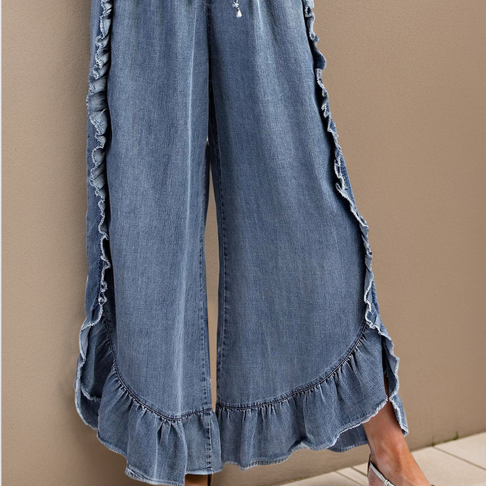 
                      
                        Drawstring Ruffled Wide Leg Pants
                      
                    