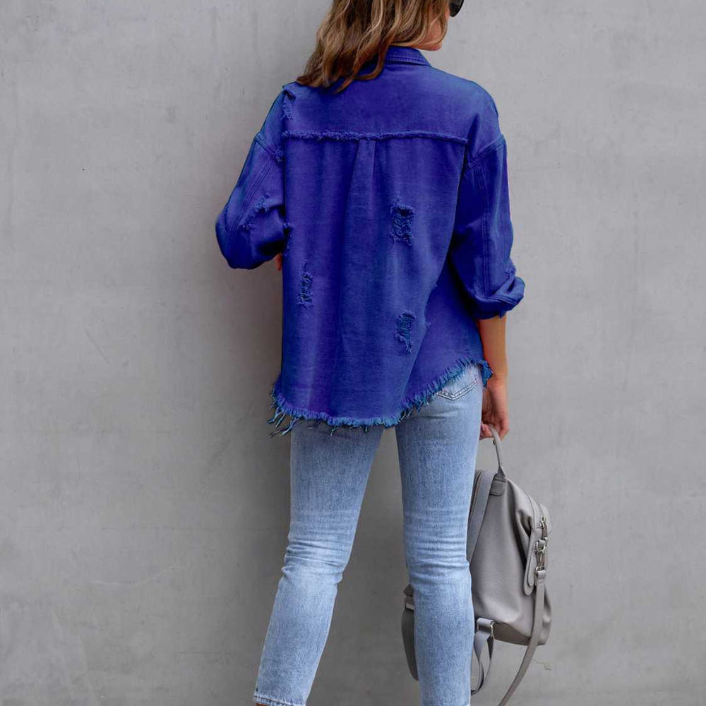 
                      
                        Distressed Drop Shoulder Denim Jacket
                      
                    