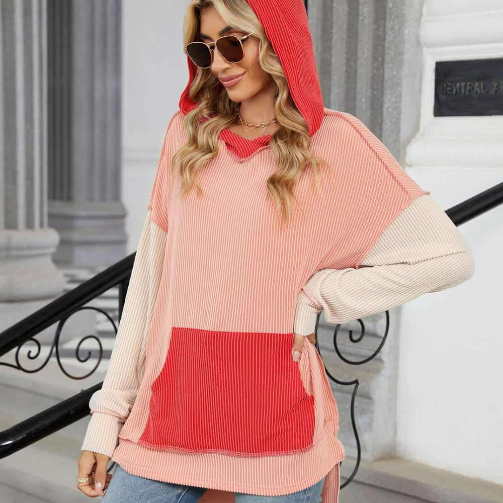 
                      
                        Contrast Hooded Long Sleeve Top
                      
                    