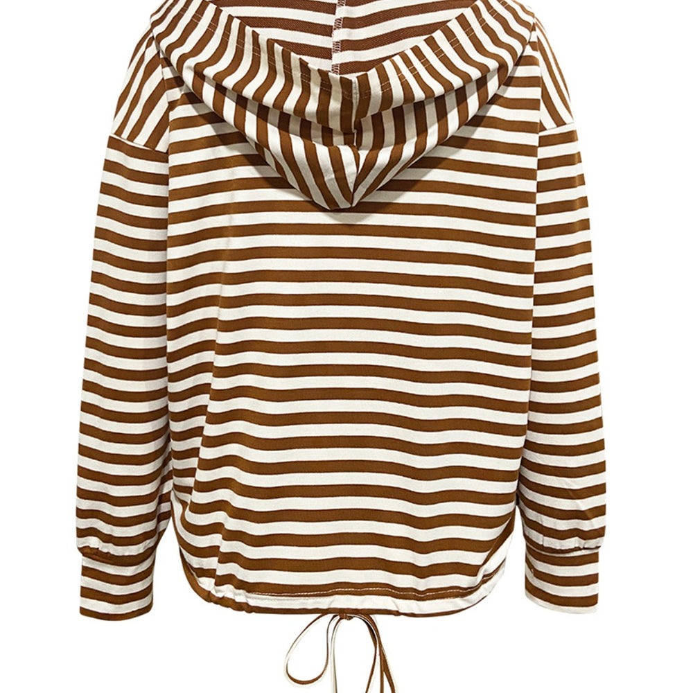 
                      
                        Drawstring Striped Long Sleeve Hoodie
                      
                    