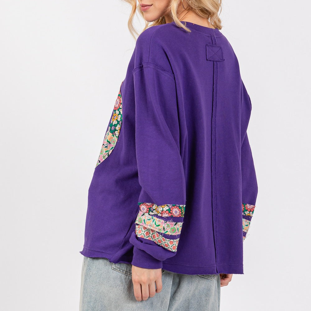 Peace Applique Patch Long Sleeve Top