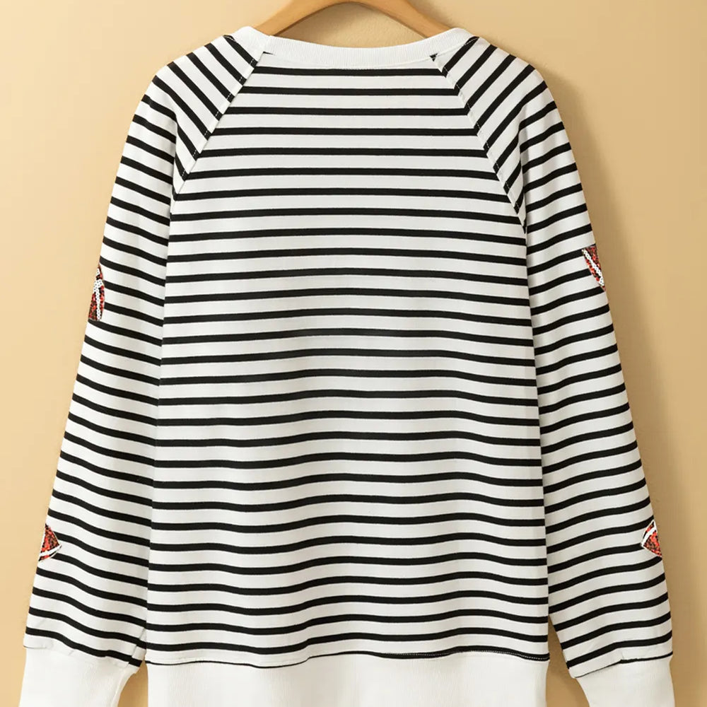 
                      
                        Sequin Football Striped Long Sleeve Sweatshirt
                      
                    