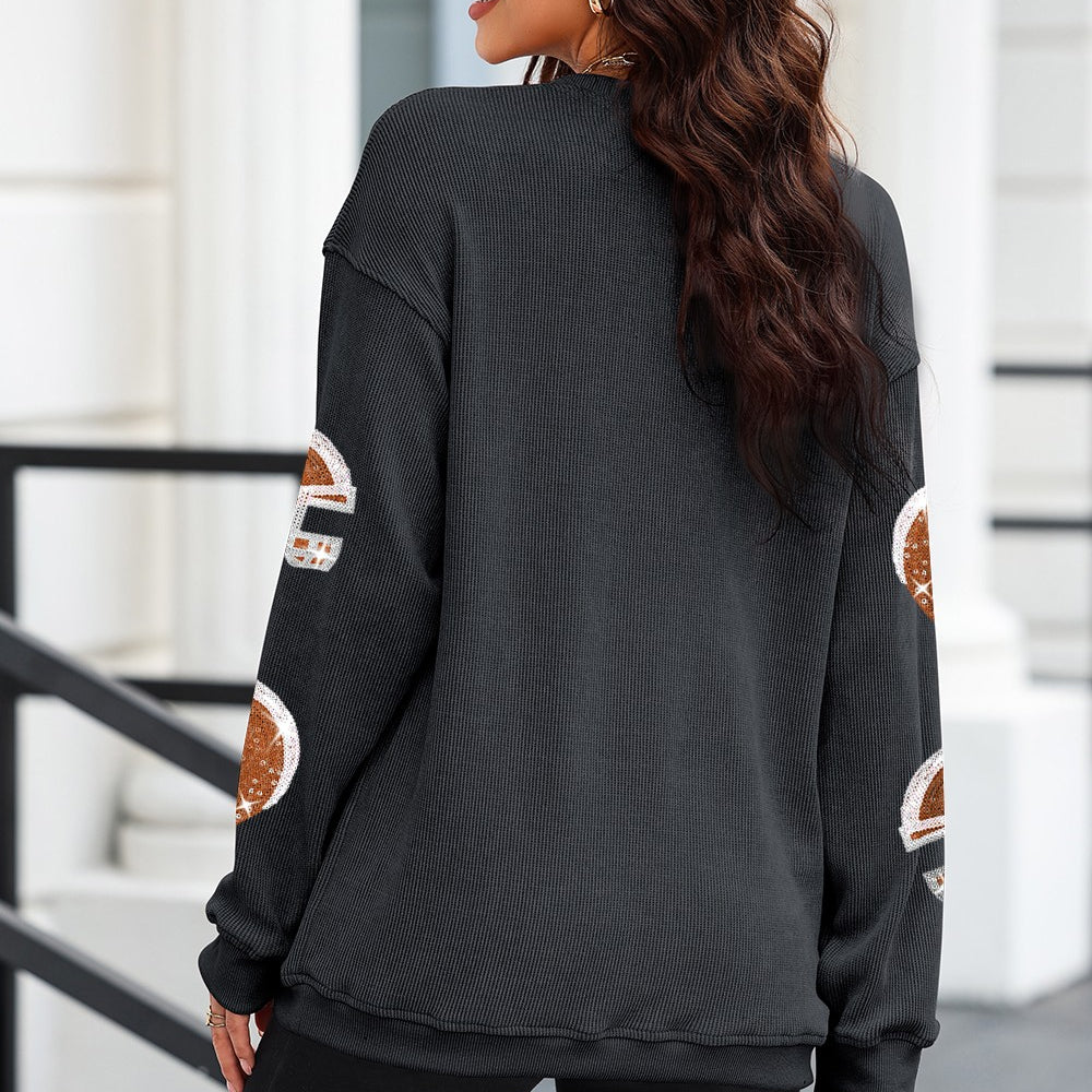 
                      
                        Sequin Helmet Round Neck Long Sleeve Sweatshirt
                      
                    