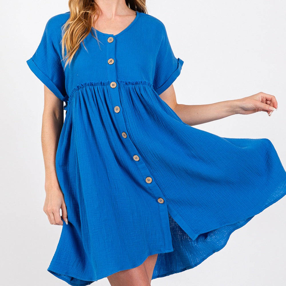 
                      
                        Button Up short Sleeve Dress
                      
                    