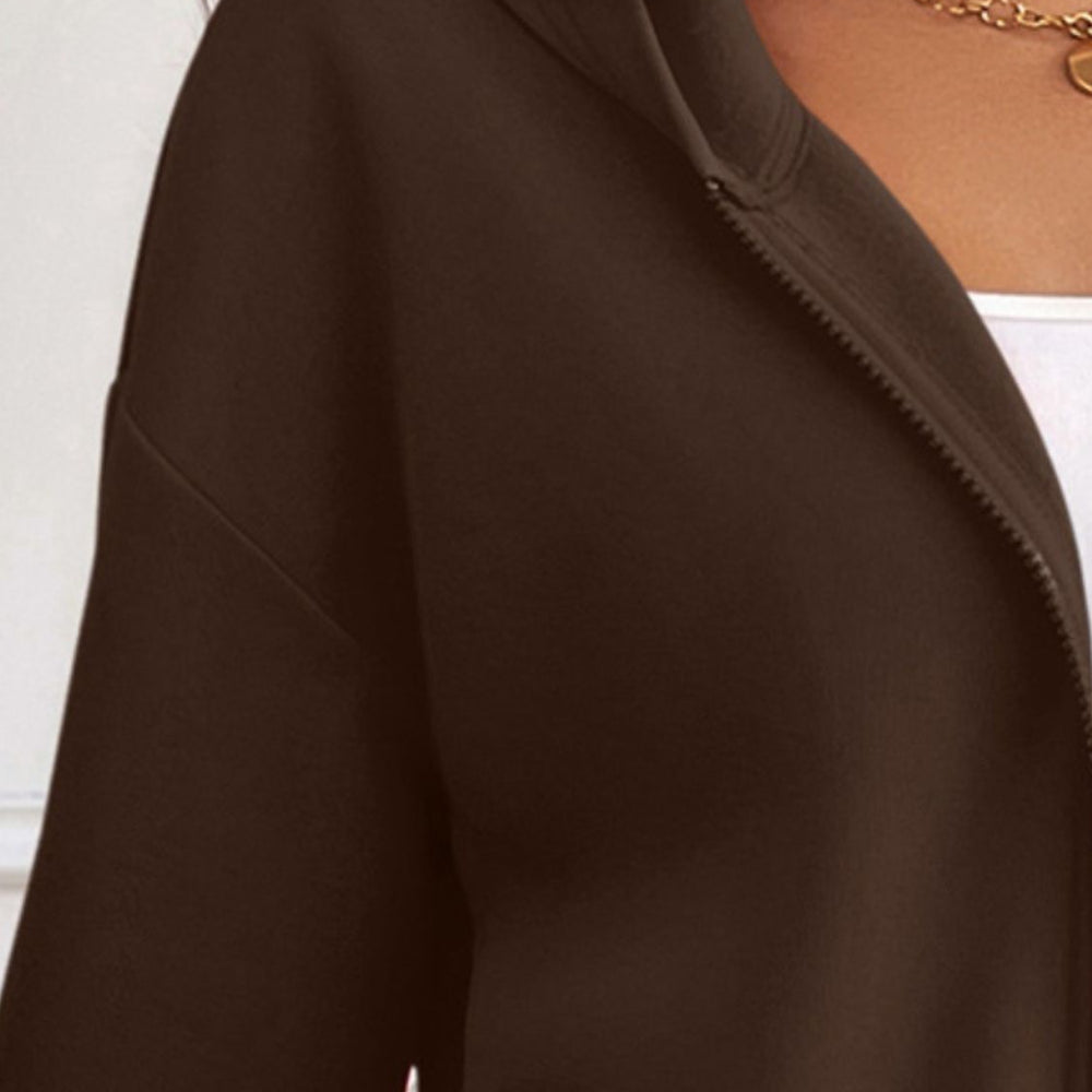 
                      
                        Zip Up Dropped Shoulder Hooded Jacket
                      
                    