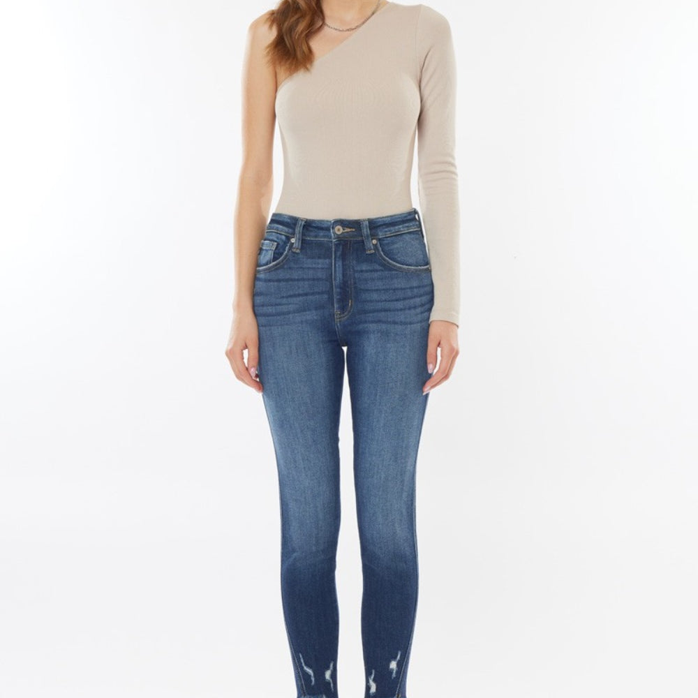 
                      
                        Kancan Raw Hem High Waist Cropped Jeans
                      
                    