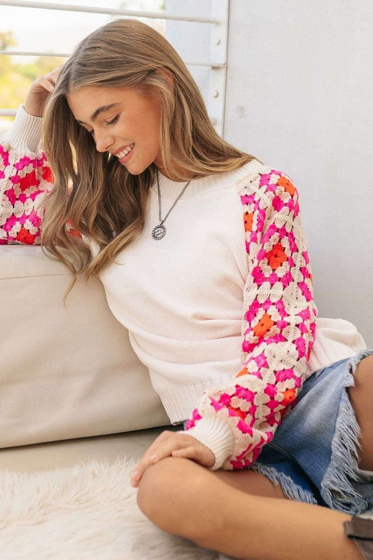 Norah Crochet Sleeve Sweater