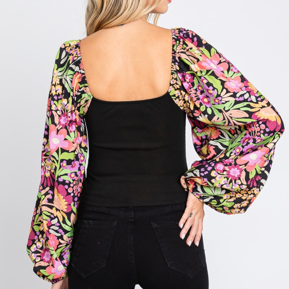 
                      
                        Floral Balloon Sleeve Blouse
                      
                    