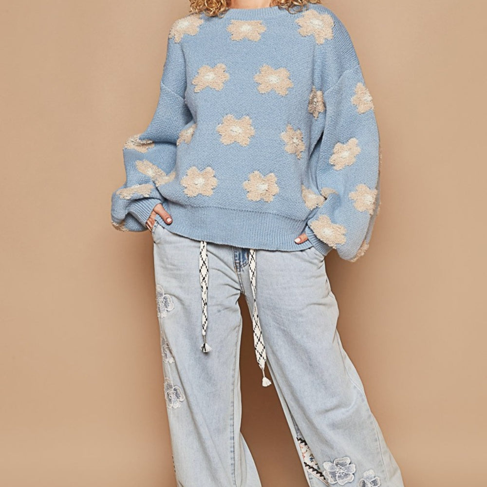 
                      
                        Daisy Pattern Drop Shoulder Sweater
                      
                    