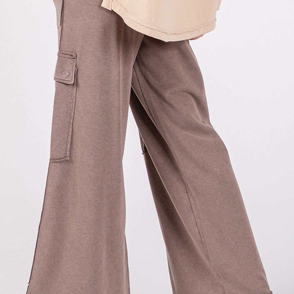 Knit Terry Mineral Wash Wide Leg Pants