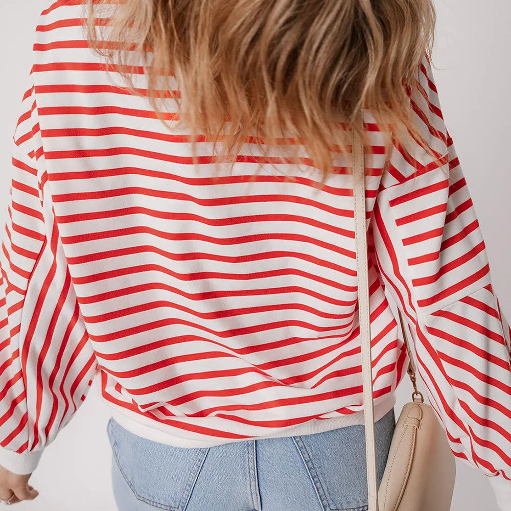 
                      
                        Striped Dropped Shoulder Long Sleeve Sweatshirt
                      
                    