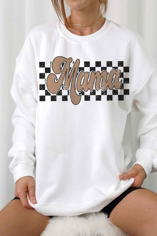 CHECKERED RETRO MAMA Graphic Sweatshirt