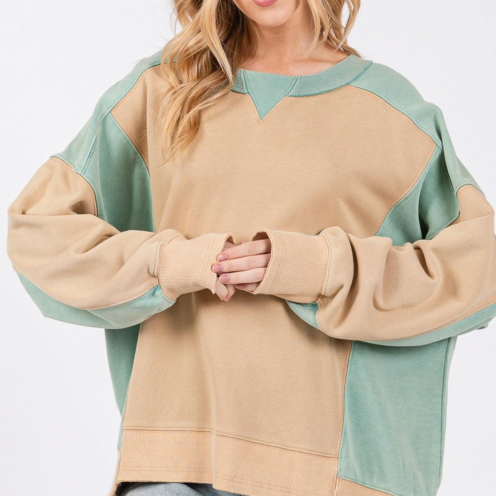 
                      
                        Color Block Round Neck Sweatshirt
                      
                    