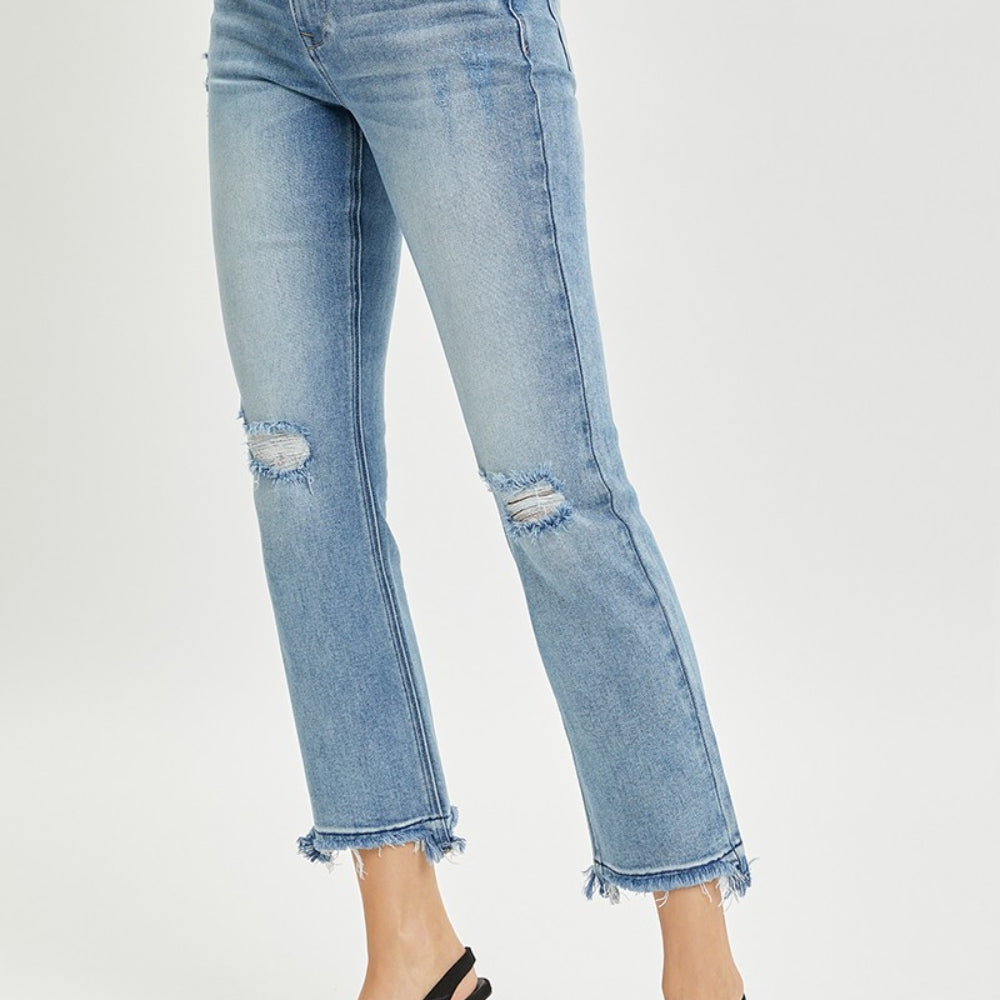 
                      
                        RISEN High Rise Distressed Cropped Straight Jeans
                      
                    