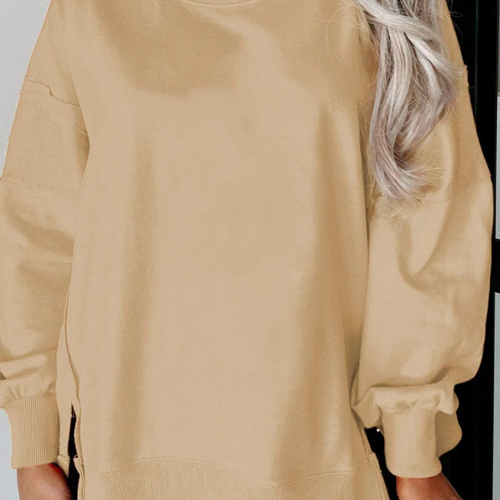 
                      
                        Exposed Seam Round Neck Long Sleeve Sweatshirt
                      
                    