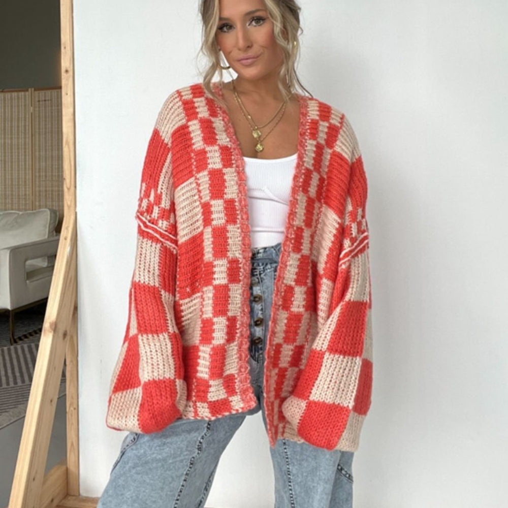 
                      
                        Plaid Open Front Long Sleeve Cardigan
                      
                    