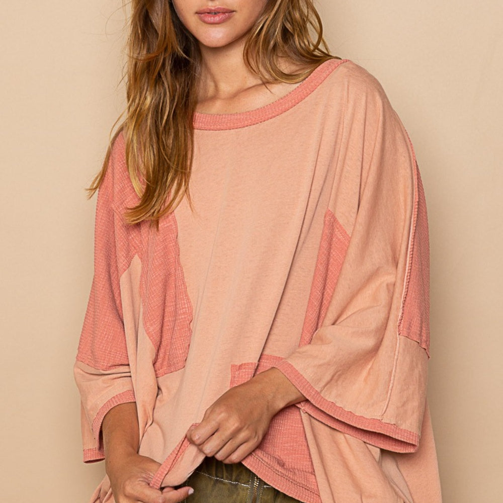 Frayed Edge Patchwork Oversized T-Shirt