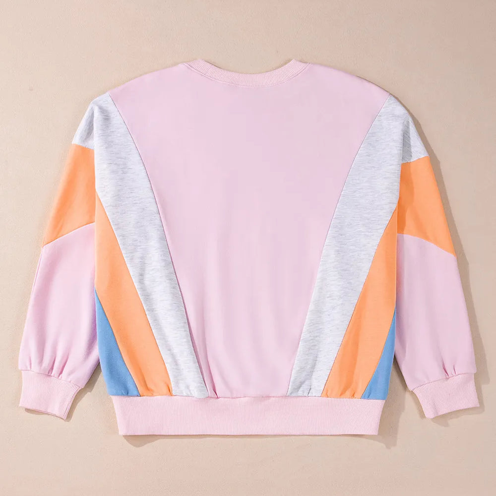 
                      
                        Color Block Round Neck Long Sleeve Sweatshirt
                      
                    