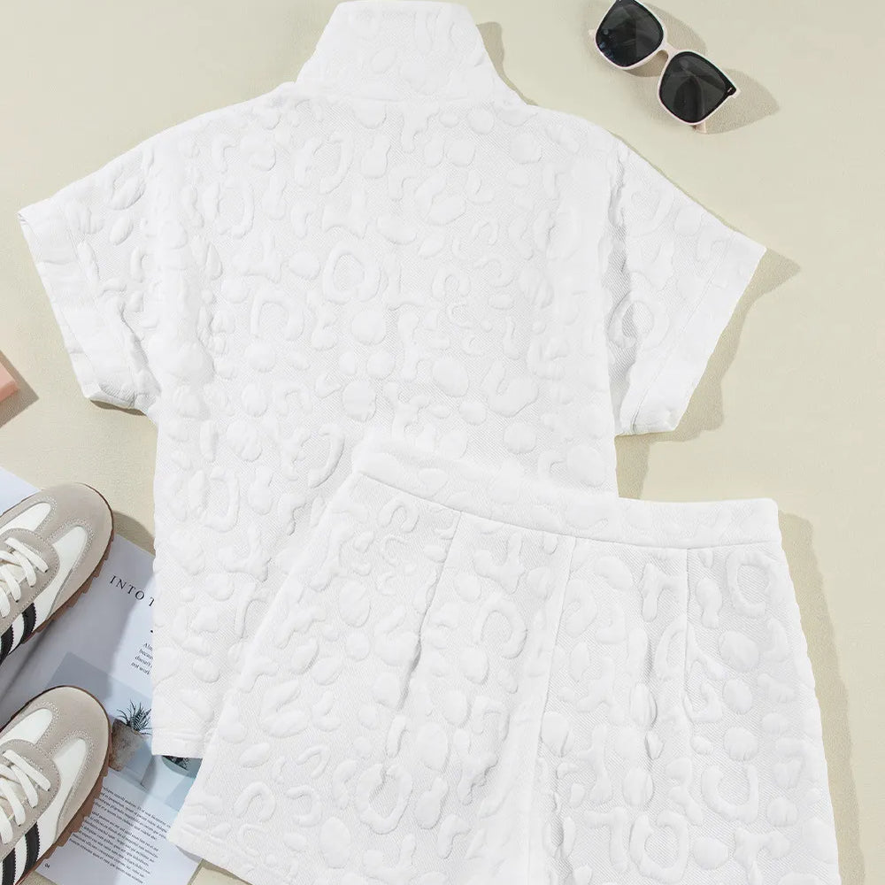 
                      
                        Half Zip Short Sleeve Top and Shorts Set
                      
                    