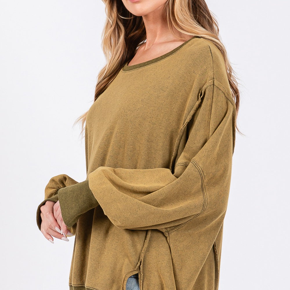 
                      
                        Mineral Wash Side Slit Oversized Sweatshirt
                      
                    